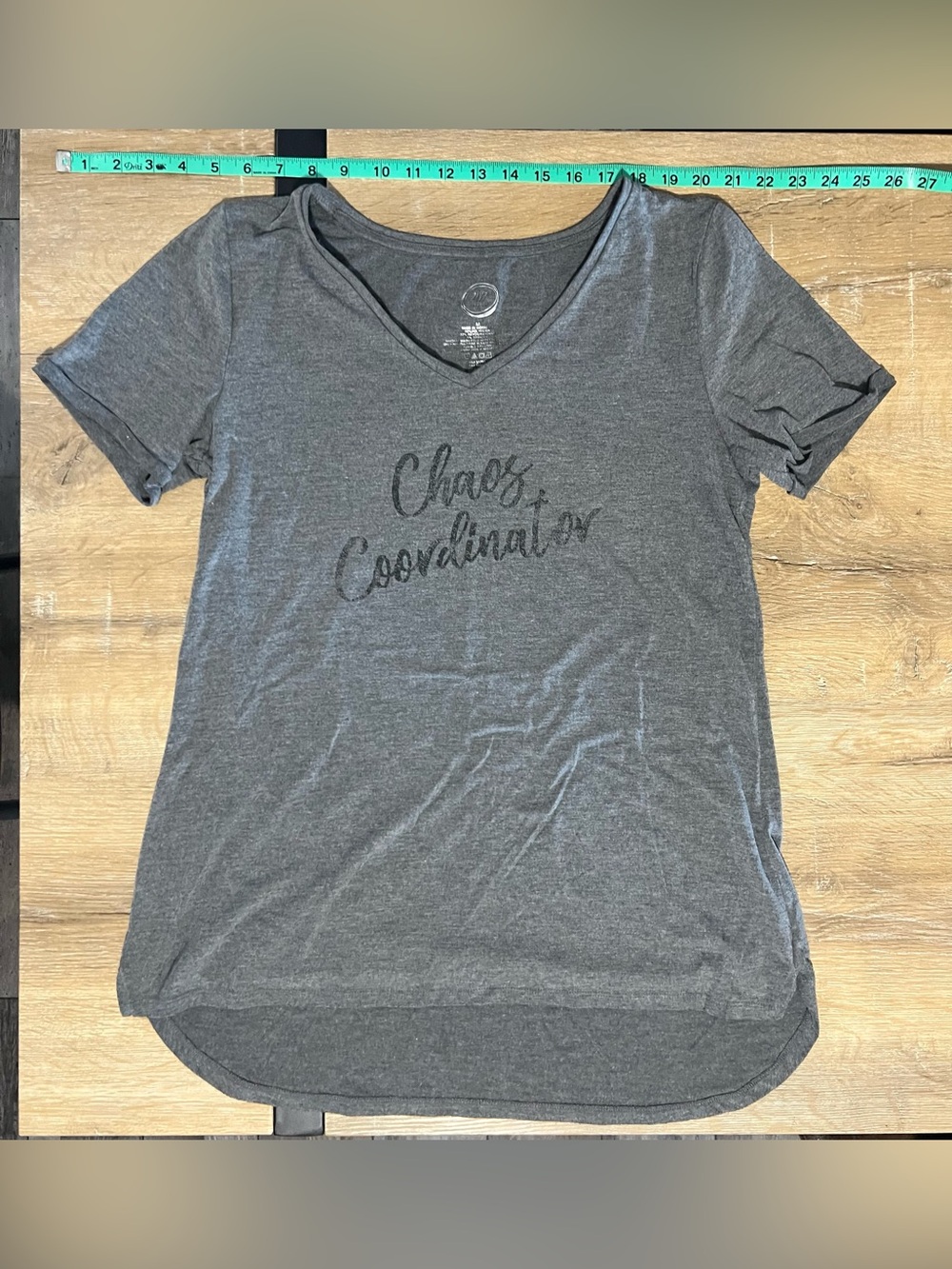 Maurices Chaos Coordinator Graphic Tee V-Neck Tee, Folded Sleeve - Gray